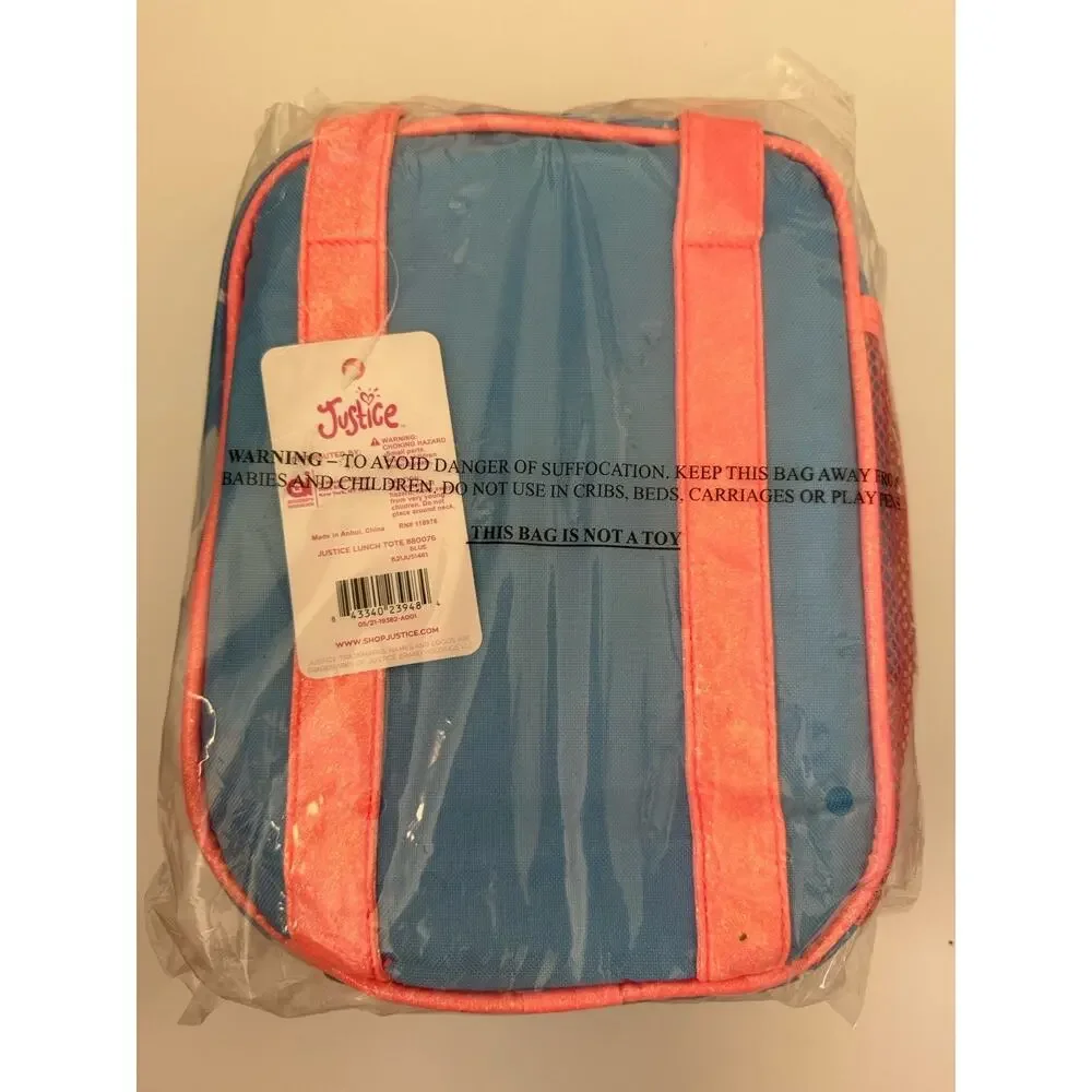 Justice Quilted Denim Stars Insulated Handle Lunch Bag Lunch Tote Lunch Box